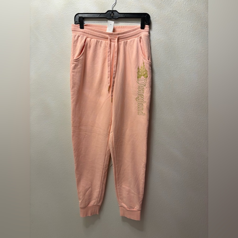 Disney Peach Jogger Sweatpants with Gold Castle Accent